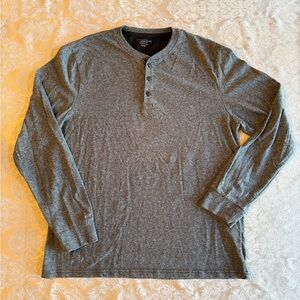 Structure Dark Gray Long Sleeve Henley Shirt